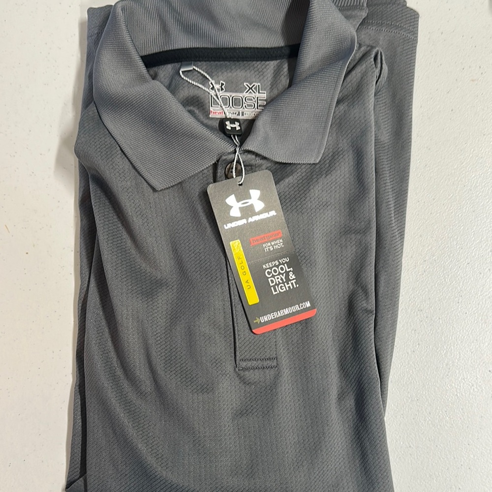 Under Armour Gray Polo Shirt Long Sleeve NWT